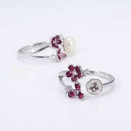 Перламутровые кольца, кольцо из стерлингового серебра 925 пробы, Монтажное кольцо, пустые DIY ювелирные изделия, более 30 стилей, подарок DIY PR033 - Цвет основного камня: R195