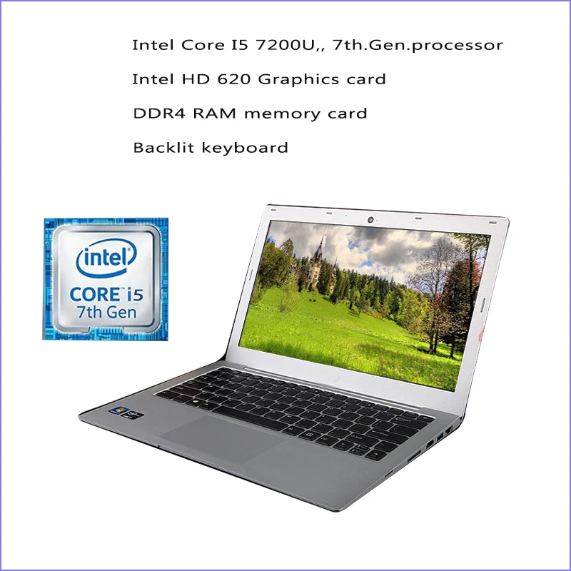 1" Intel Core I5 7200U ноутбук 1 ТБ HDD+ 120GB SSD 8GB ram клавиатура с подсветкой Windows 10 игровой компьютер