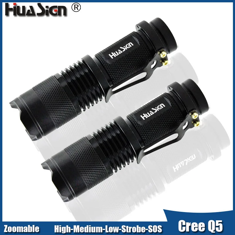 2PCS Mini Flashlight Powerful 800LM 3 Modes Small Led Flashlights