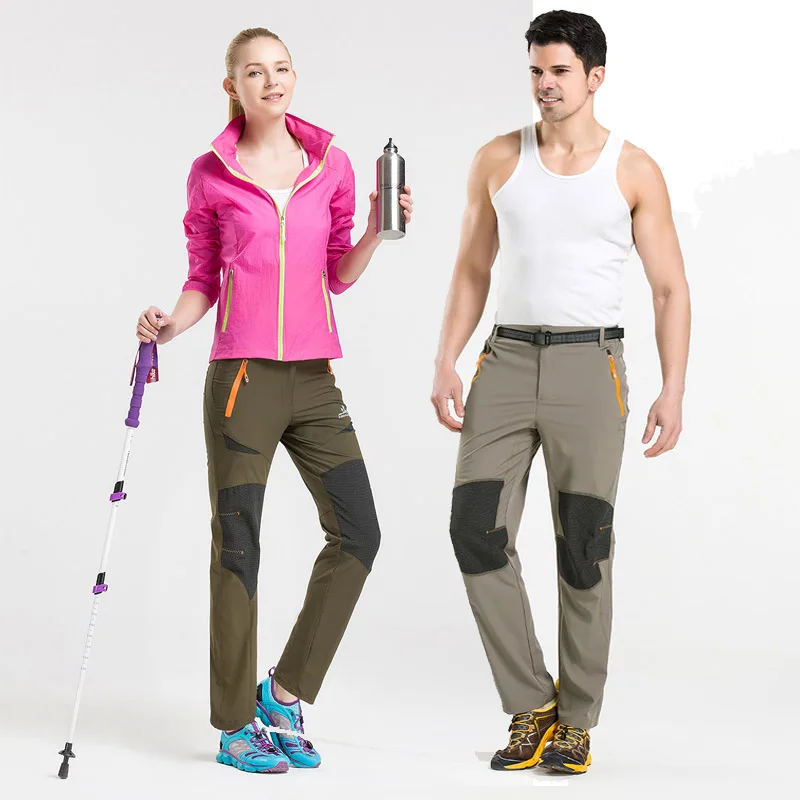 Pantalones al aire libre de los hombres de las mujeres de secado rápido pantalones de senderismo escalada Trekking ligero transpirable de secado rápido pantalones con cinturón