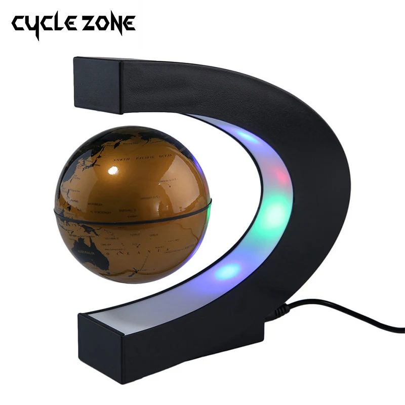 

Fashion Home Decoration LED Floating Tellurion C Shape Magnetic Levitation Floating Globe World Map With LED Light US EU Plug