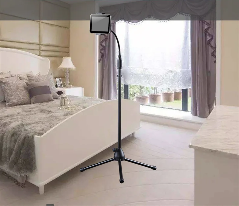 Us 28 59 50 Off Height Adjustable Floor Tablet Stand Flexible Arm Tripod Mount Bracket Rotation Bed Mobile Phone Holder For Iphone Ipad Air Mini In