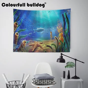 

Ocean Turtle Tapestry Seahorse Starfish Wall Hanging Sunlight Boho Camping Home Decoration Blanket 130Cm Polyester Famous Brand