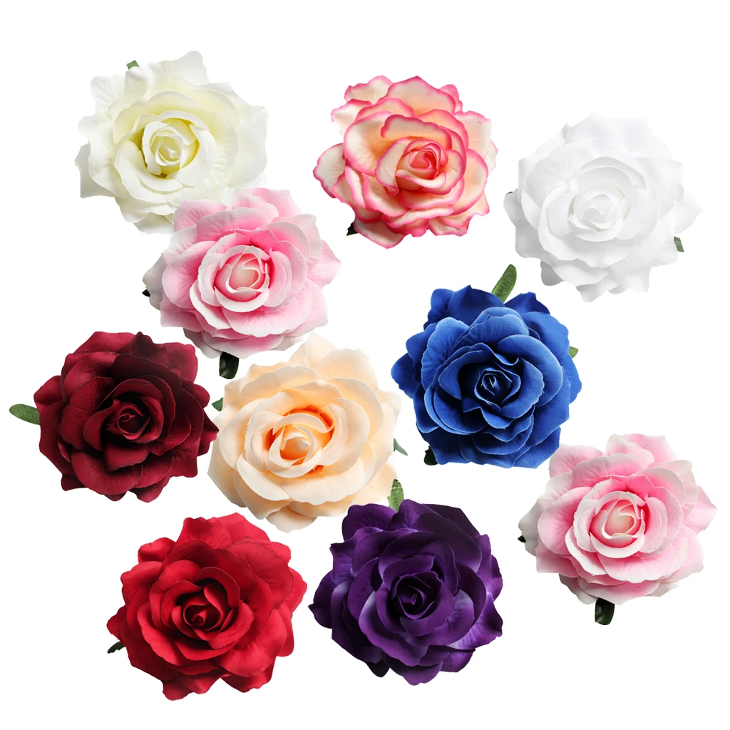 

10 Pieces DIY Artificial Rose Flower Heads Silk Decorative Flower Hotel Background Wall decor Road Led Wedding Flower Bouquet