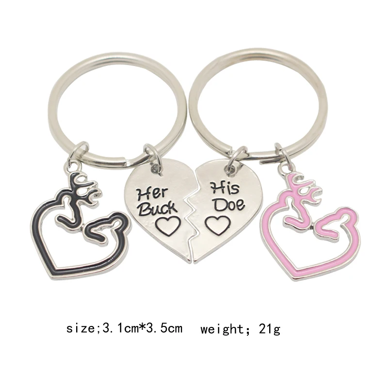 Fashion-Elk-Deer-Love-Heart-Couple-Pendant-Keychain-Accessories-Jewelry-Creative-Letter-Her-Buck-His-Doe (4)