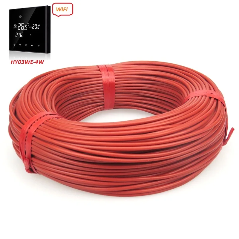 

High Quality 12K Underfloor Heating System Red Silicone Rubber Infrared Carbon Fiber Warm Floor Heating Cable
