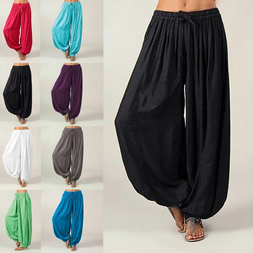 Hot Women Ali Baba Pants Aladdin Afghan Elastic Genie Hippy Jumpsuit Cotton Harem Loose Casual Ladies Trousers Dance Yoga Pants