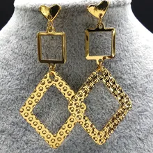 Геометрические длинные серьги из нержавеющей стали для женщин большие длинные серьги золотого цвета ювелирные изделия pendientes mujer moda E612528