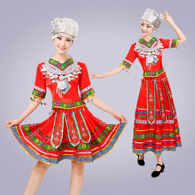 Классические традиционные китайские танцевальные костюмы для женщин, одежда miao hmong, традиционная китайская национальная одежда hmong