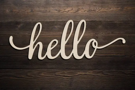 

Hello Script Wood Sign Wooden Hello Sign Laser Cut Wood Sign Wood Room Decoration Wedding Decor Cursive Hello Greeting Sign