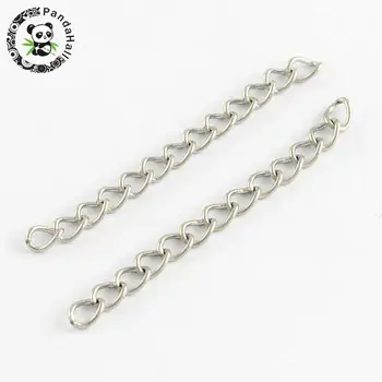 

316 Stainless Steel Ends Extender Chains, Twist Chains, Solder, Stainless Steel Color, 40x3mm