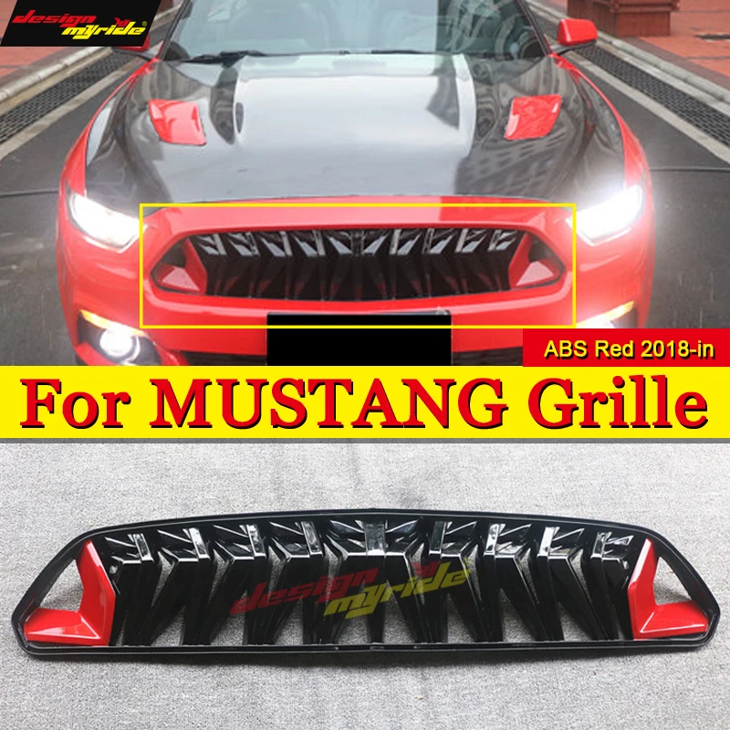 

For Mustang Front Bumper Kidney Racing Grills Front Mesh ABS Red & balck 1:1 Replacement Fit For Ford Mustang grill grille 2018+