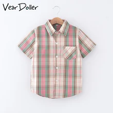 VearDoller/рубашки для мальчиков Новое поступление, летние клетчатые топы с короткими рукавами, повседневная детская одежда дышащая рубашка для маленьких мальчиков от 2 до 12 лет