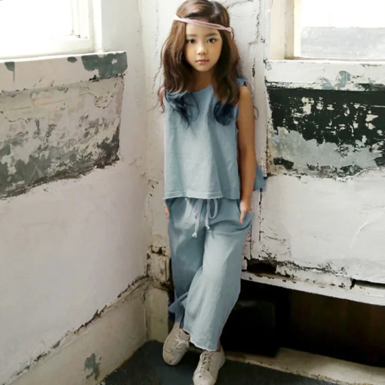 

Girls Summer Clothing Sets 2018 New Sleeveless T-Shirt + Shorts Two Pieces Suits Kids Clothing Sets Children Clothes