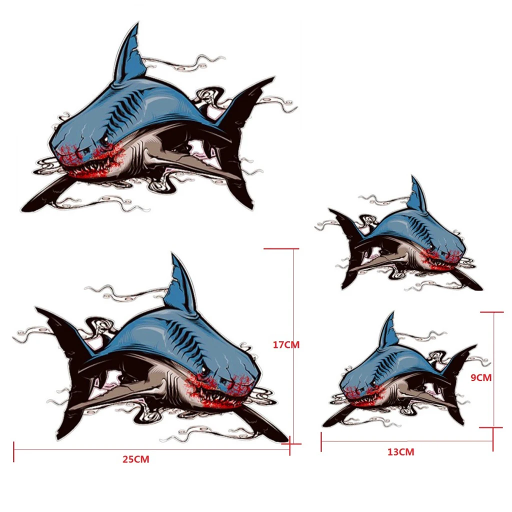 2 Pairs Shark Stickers Reflective Decals for Kayak Fishing Boat Car Truck Window Wall Easy to Apply Scuba Diving Snorkeling Swim