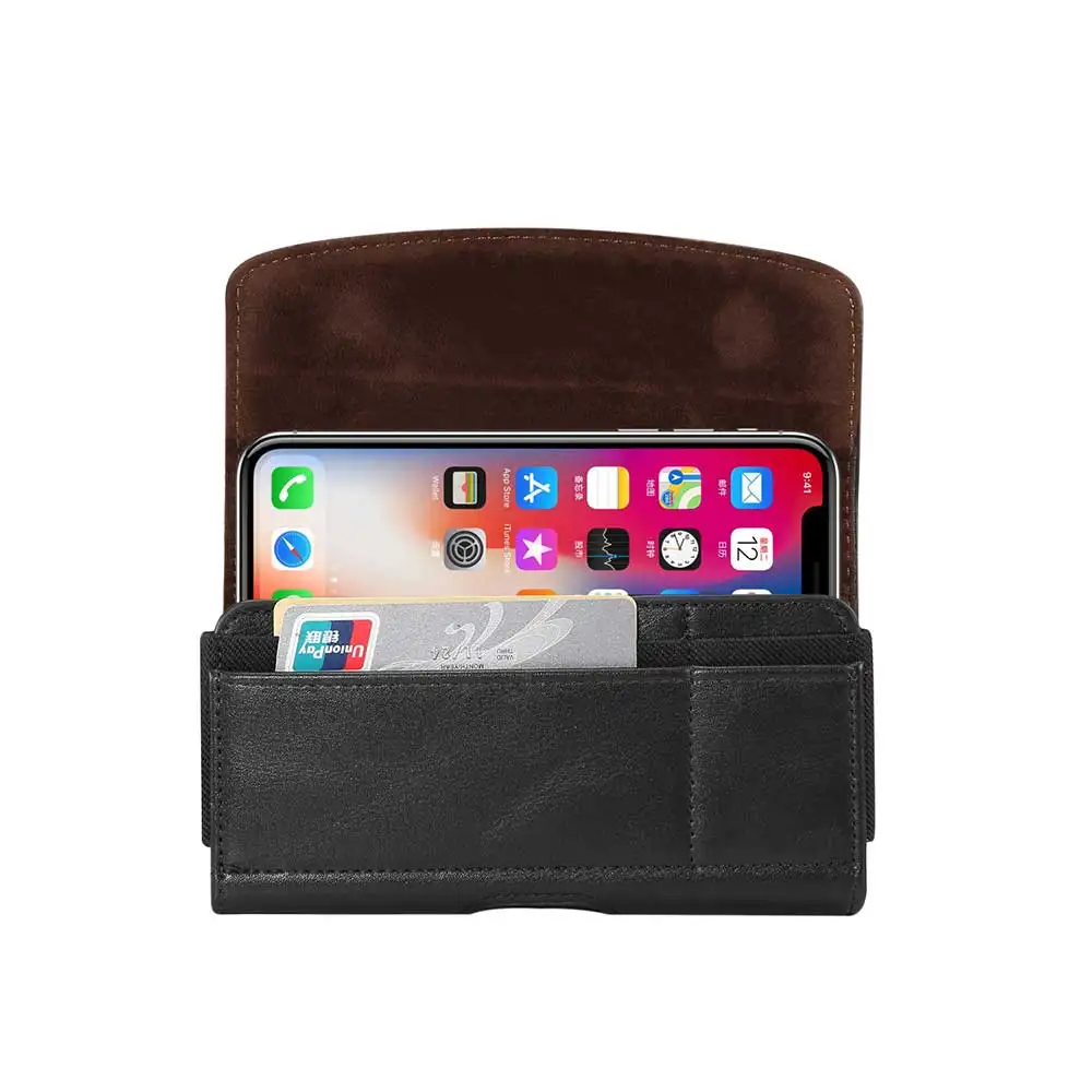 Универсальный чехол-кобура для мобильного телефона, чехол для iPhone, samsung, премиум-класса, кожаный чехол с зажимом для ремня и петлей, встроенный ID держатель для карт