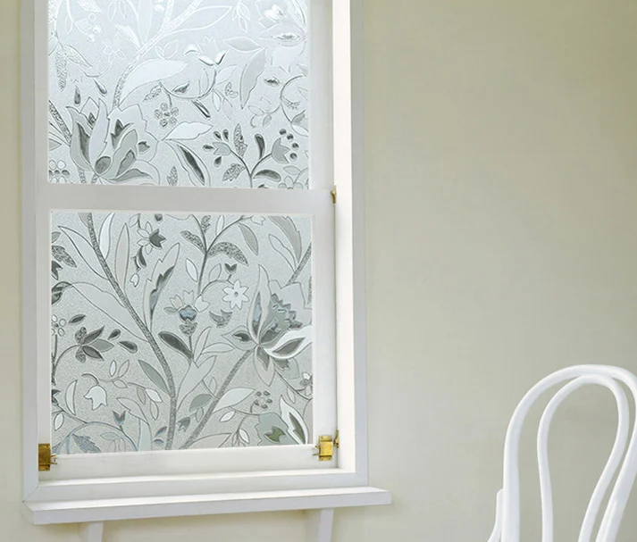 PVC 3D Flower Glass Window Surface Sticker Mirror Static Films Wall