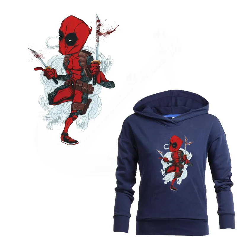 

Europe Pop hero Cartoon Deadpool Iron on Patches For Clothing DIY T-shirt jacket hoodie Grade-A Thermal transfer stickers