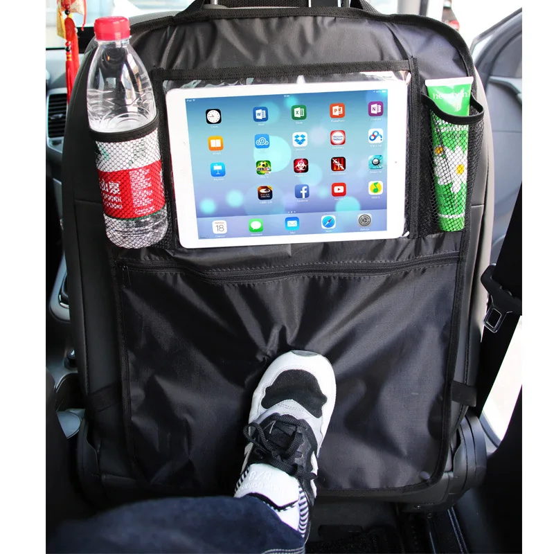 Прочный органайзер на заднем сиденье автомобиля, сумка для хранения Авто, подвесная сумка для хранения вещей, сумка для путешествий, мульти-карман, с ПВХ сенсорным экраном, черный