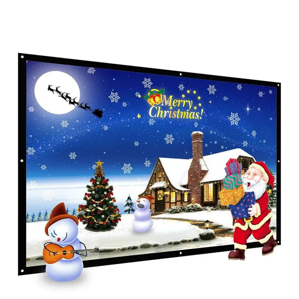 

Portable PVC Soft Foldable 100 inch 16: 9 Ratio Polyester screen for projector Film Home Theater HD Courtyard Projection Screen