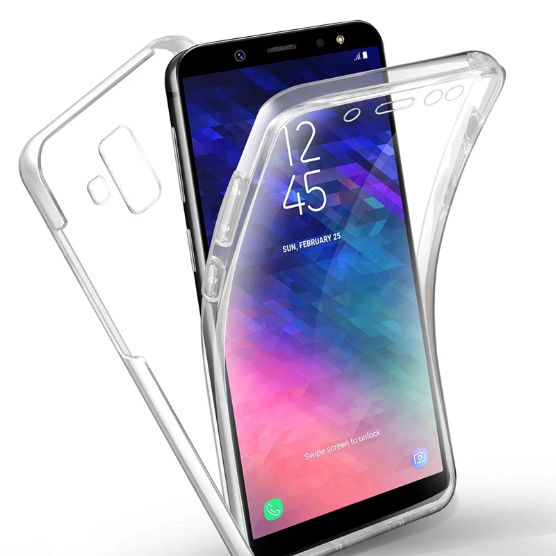 Мягкий прозрачный чехол для Samsung galaxy A6 A8 J6 Plus 2018 J4 A5 360 полное тело противоударный