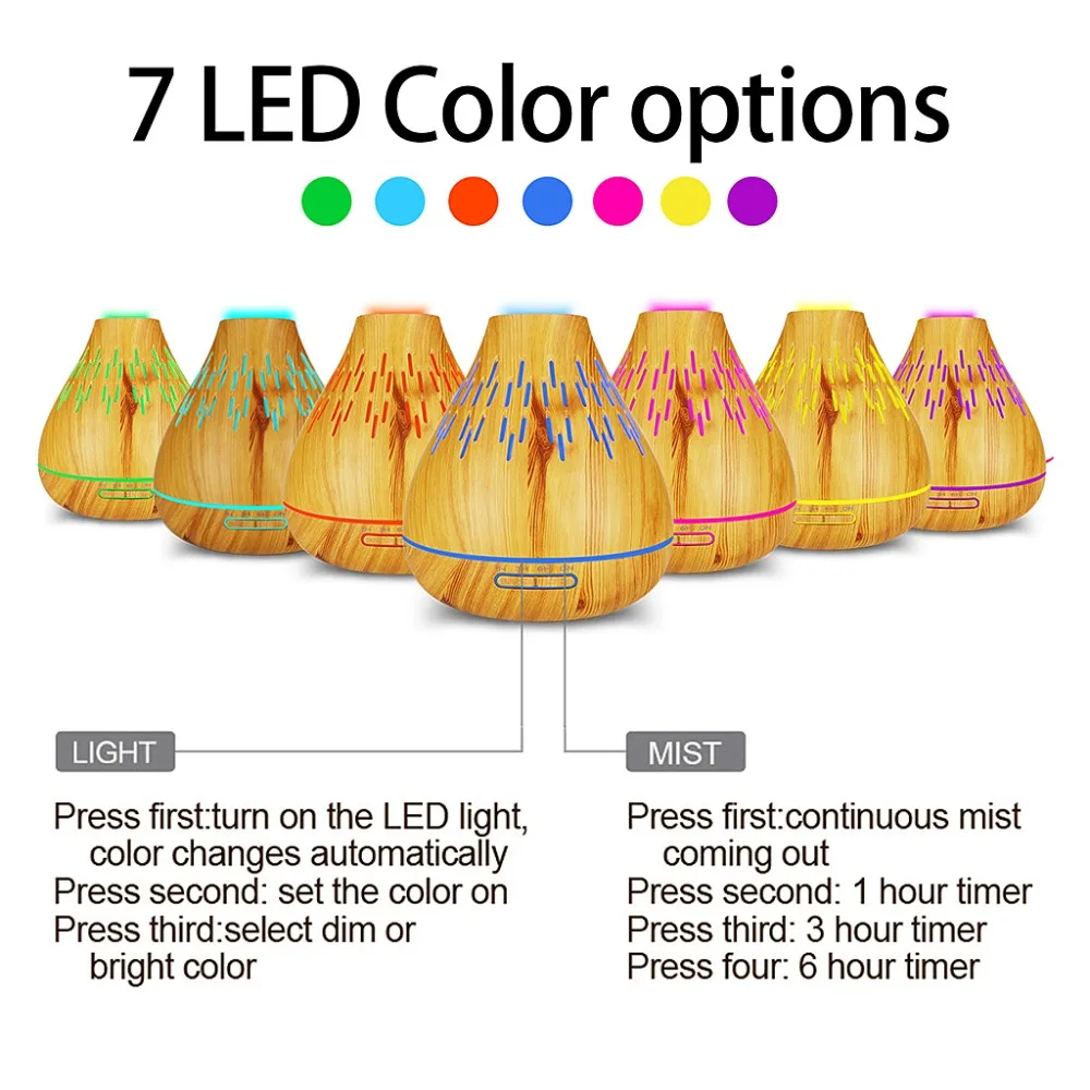 400 мл Снежный горный полый увлажнитель воздуха ароматизированный очиститель воздуха 7 цветов светодиодный свет Электрический