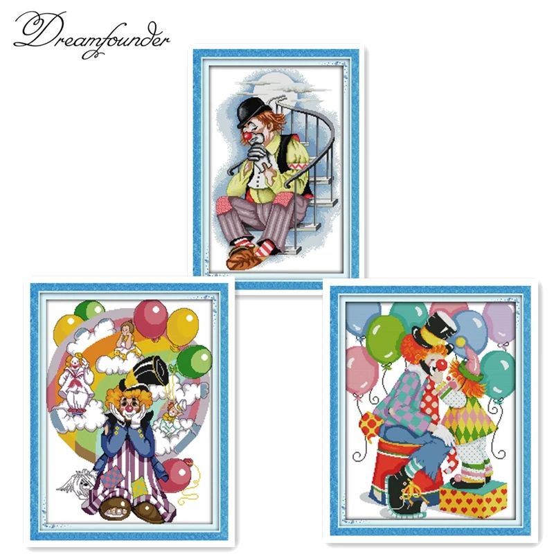Набор для вышивки крестиком Happy clown festival (1) 14ct 11ct печать вышивка на холсте