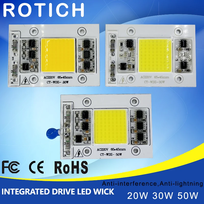 

LED COB Lamp Chip Anti-lightning Anti-interference 20W 30 50W 220V Input Smart IC Driver Fit For DIY LED Floodlight Spotlight Co