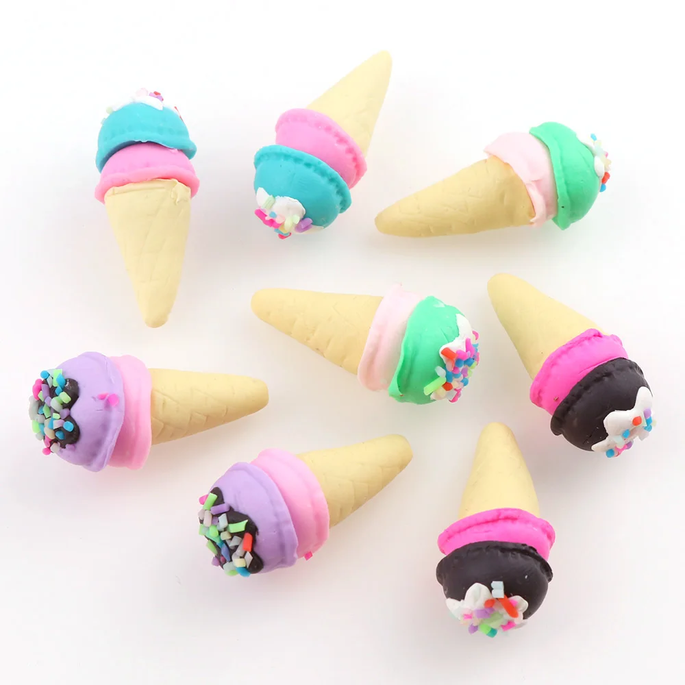 10pc/lot Mini 15*35mm Handmade Cute Ice Cream Polymer Clay Dessert Jelly Candy Resin Cabochons For DIY Simulation Food Kids Toys