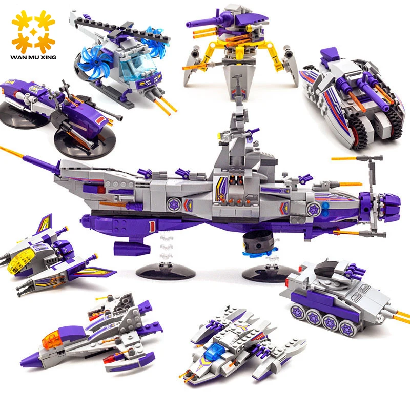 1402 683pcs 8 in 1 Space War Warship Building Blocks Sets Children Kids