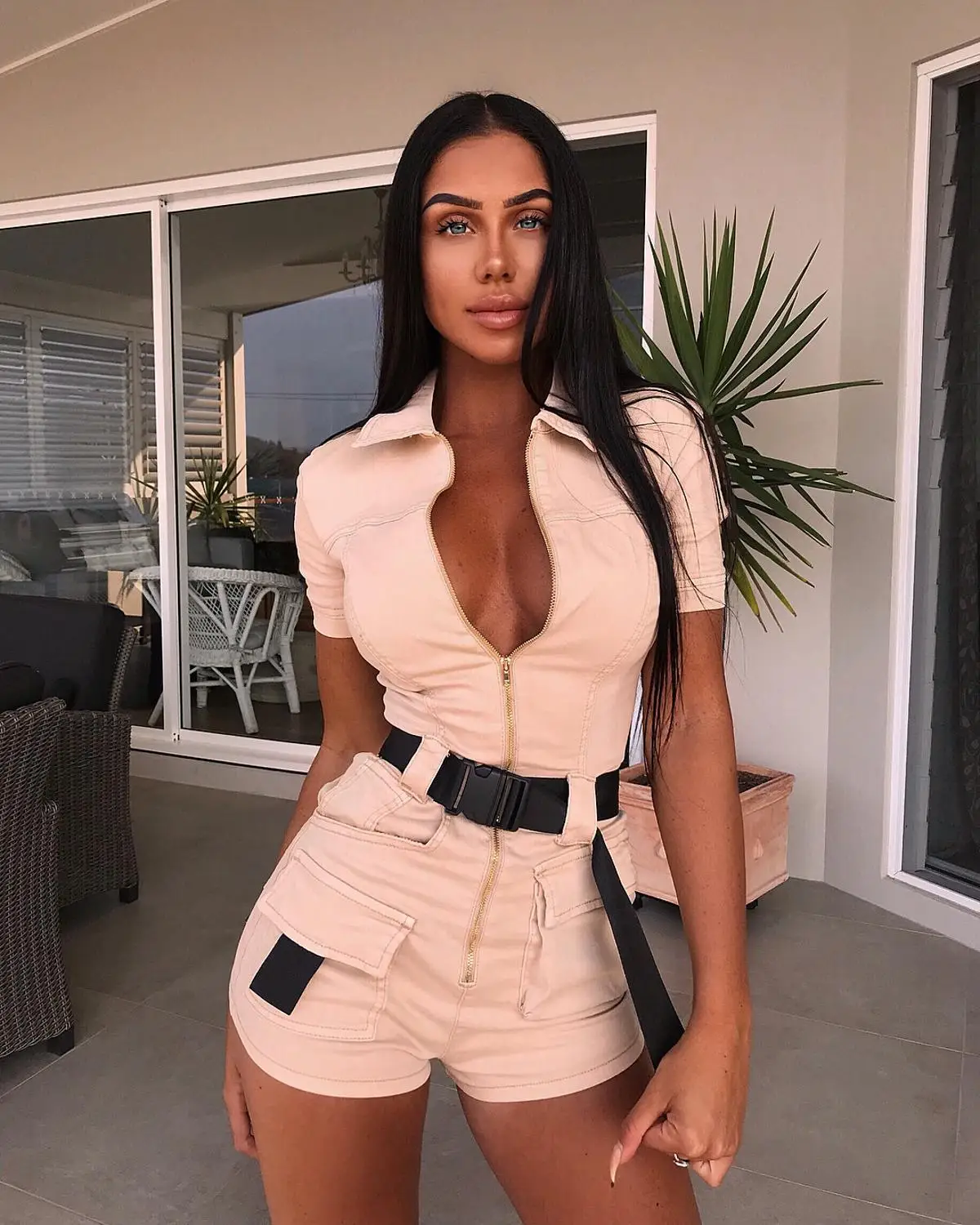 

2019 New Spring Sexy Playsuits Women Fashion Bodycon Cargo Jumpsuit Summer Overalls with Belt Streetwear