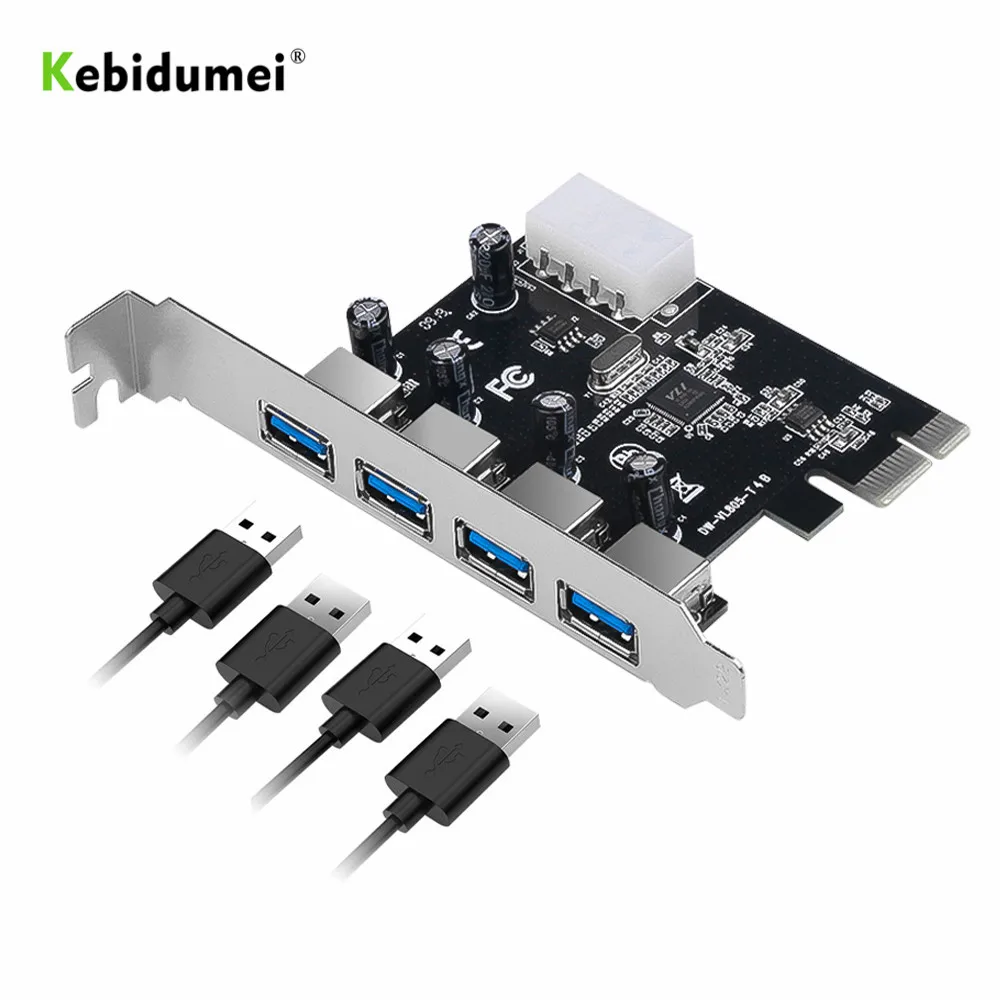 Promoción Kebidumei 4-Puerto USB 3,0 PCI-e Tarjeta de expansión PCI express, PCIe USB 3,0 hub Adaptador 4-Puerto USB 3 0 PCI e PCIe express 1x EqyN3n9R