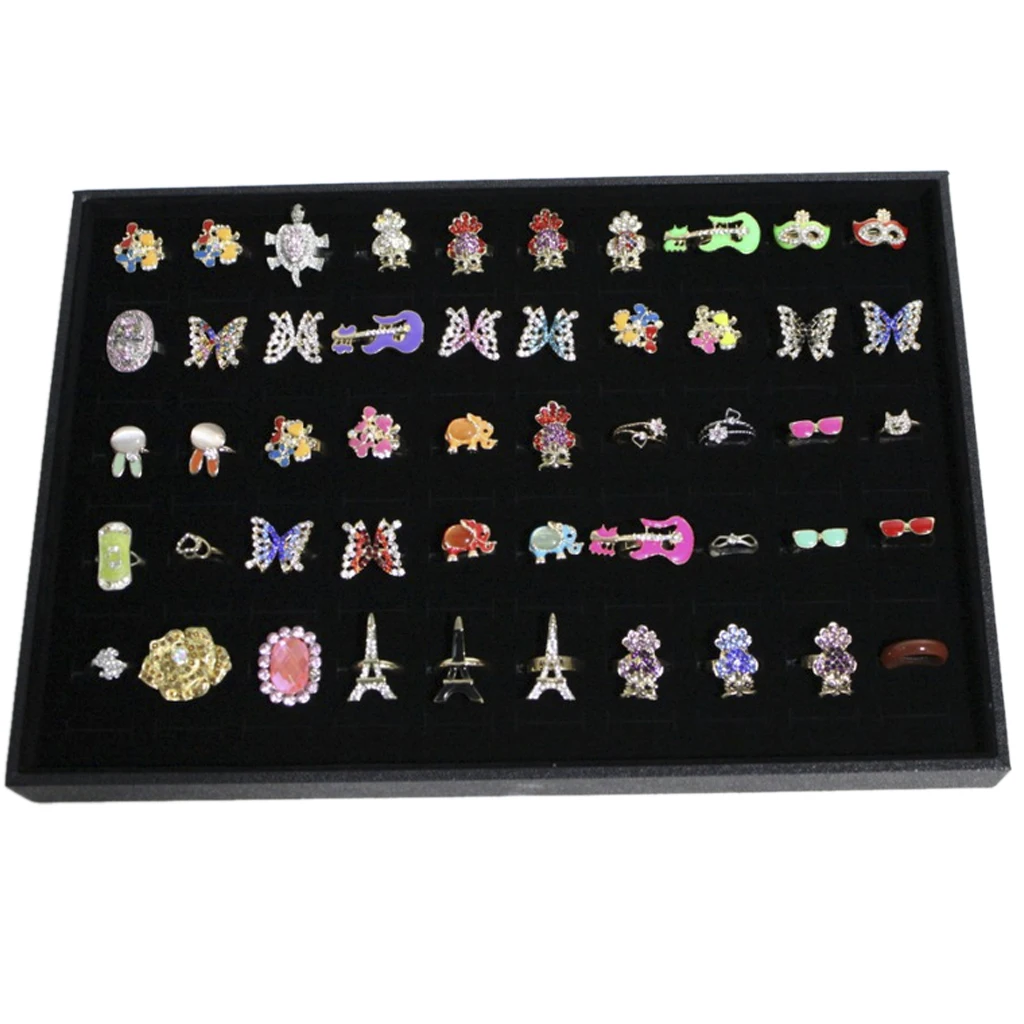 

Phenovo 100 Slots Grid Velvet Ring Earring Ear Pin Brooch Storage Display Box Tray Jewelry Organizer Holder Case Coverless
