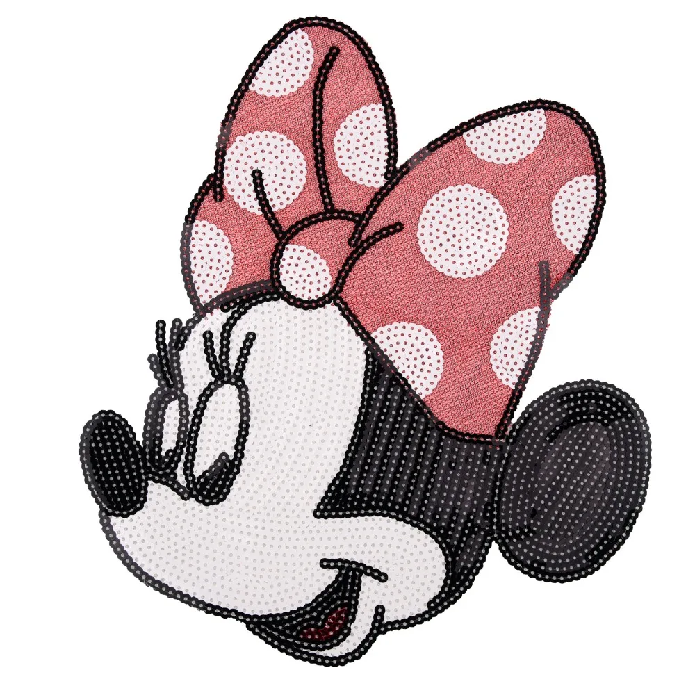 

1Pcs Minnie Large size sequins Embroidered patches Iron Sewing on Clothes Apparel Bags DIY sequins Badges Patch