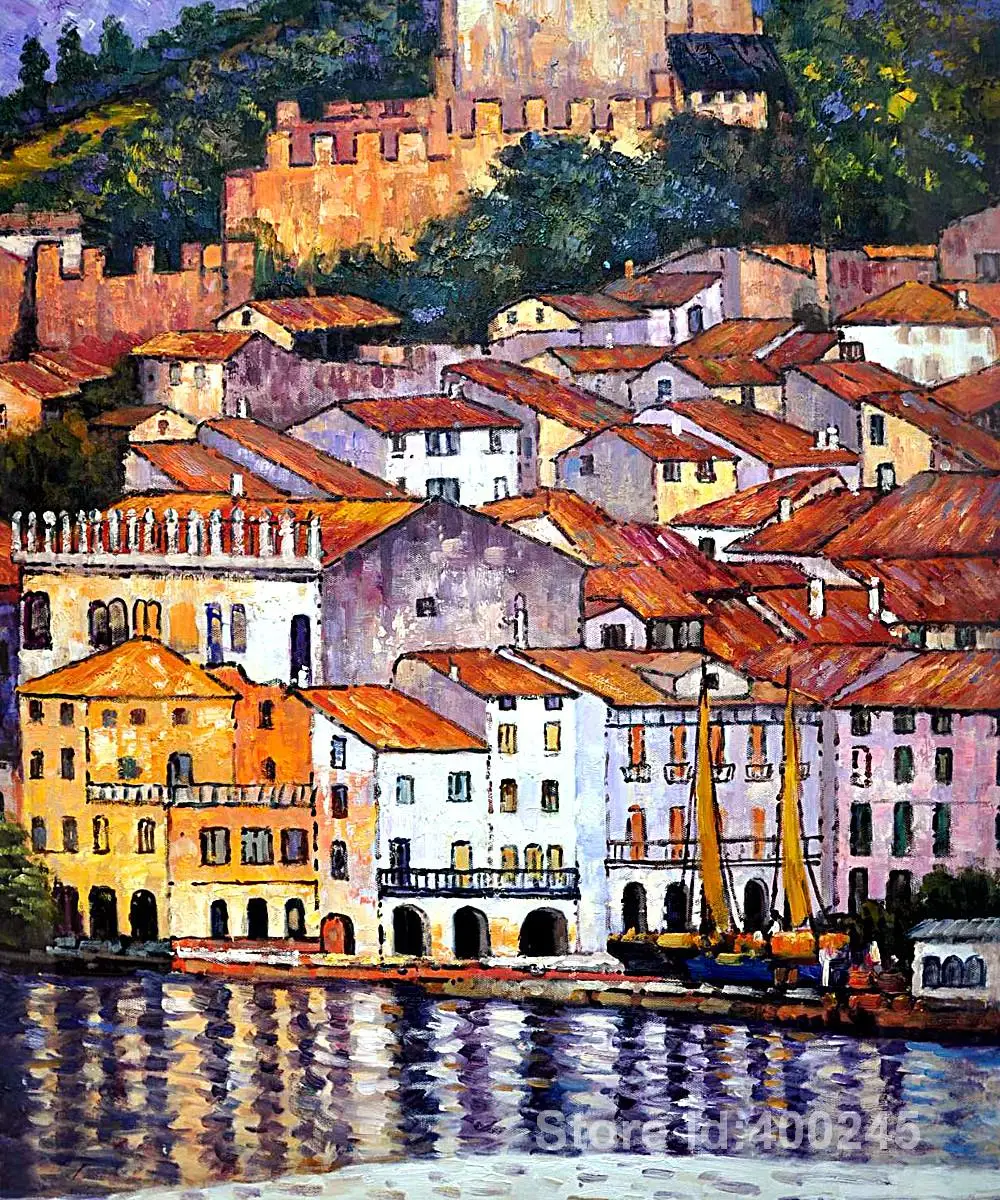 

Gustav Klimt Landscape Paintings Malcesine on Lake Garda Reproduction art Hand painted High quality