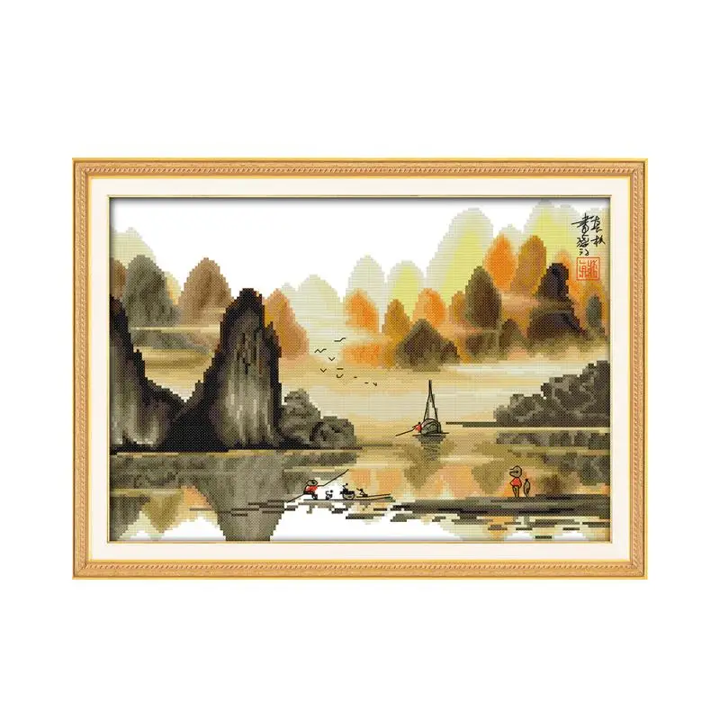 

Poetic and beautiful landscape painting handmade diy embroidery wholesale Chinese cross stitch kit decorative painting