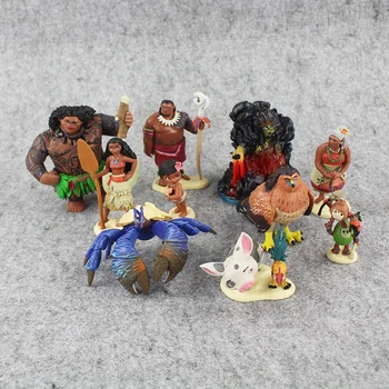 

High Quality Moana 10pcs/lot Maui Chief Tui Action Figures Villager Tamatoa Dolls PVC Figure Toys Brinquedos 5-10cm