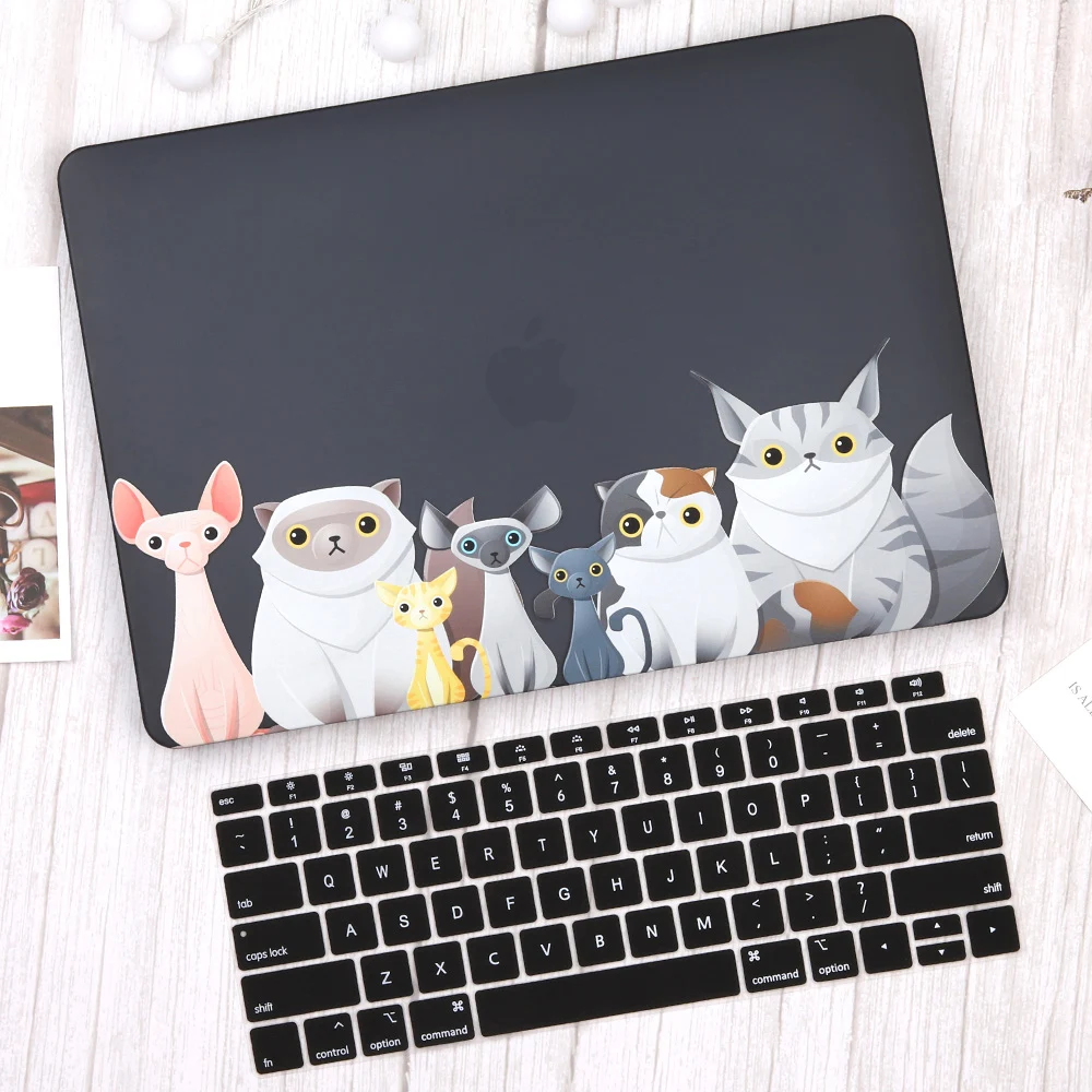 Чехол для ноутбука MacBook 12 Air 11 Air 13 дюймов A1466 A1932 Pro 13 15 retina Touch bar градиент рисунком Пластик рукавом - Цвет: Black