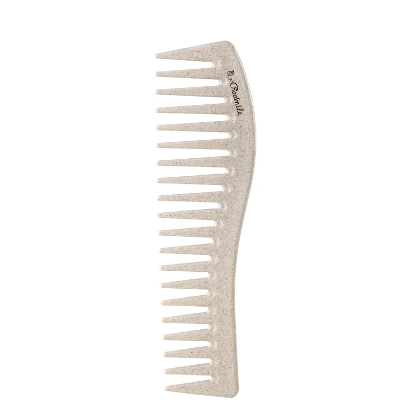 KINEPIN Экологичная широкая зубная расческа портативная щетка для волос профессиональная кудрявая парикмахерская расческа распутывающий шампунь расческа - Цвет: Beige