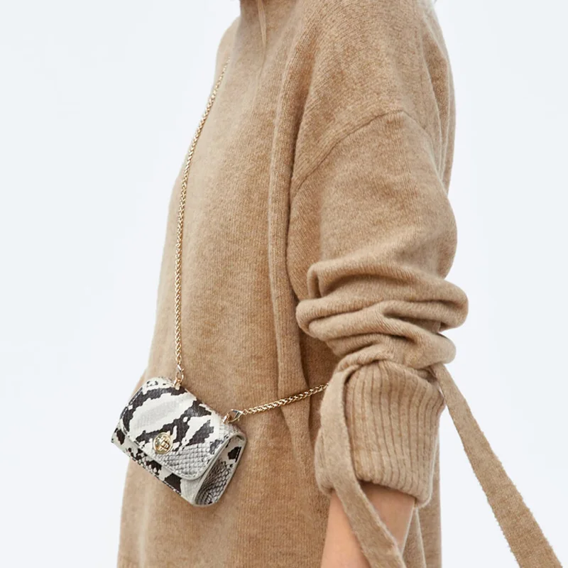 

2019 Fashion Mini Bag Leather Snake Pattern Bag for Female Women Chain Shoulder Bags