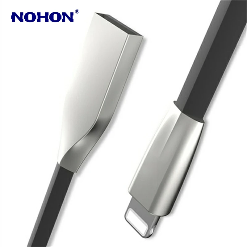 1 m 2 m الزنك سبائك شقة USB كبل مزامنة بيانات ل فون 5 5 S 6 6 S 7 8 زائد X XS ماكس XR سريع شحن شاحن USB للهاتف المحمول كابل