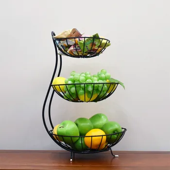 

Wrought Iron 3 layer fruit basket living room large capacity Snack candy plate home multi-function storage basket mx6261418