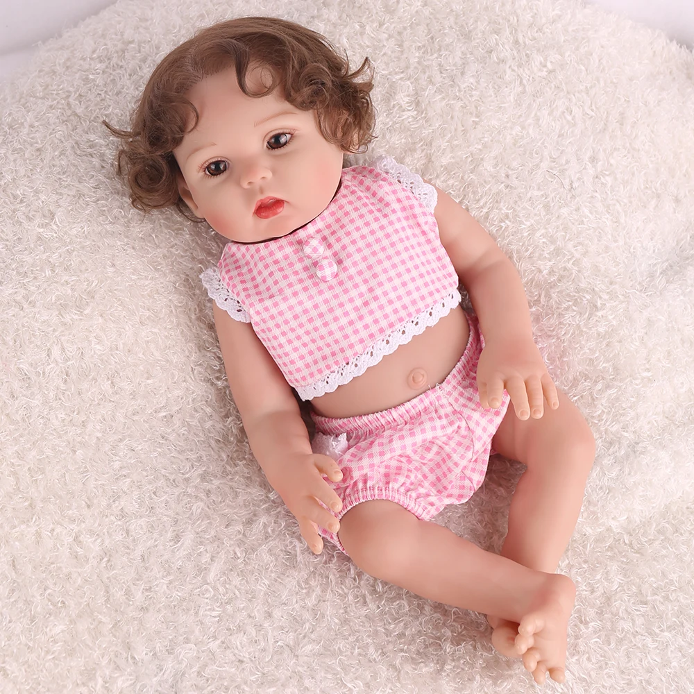 NPKDOLL Reborn Baby Doll 18 дюймов полный корпус силиконовые подарки ручной работы кукла девочка розовая одежда подарок плюшевый медведь вьющиеся волосы