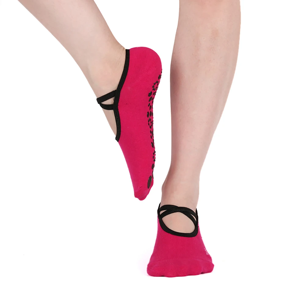 Cotton Sports Yoga Socks Slipper For Womens Non Slip Lady Damping Bandage Pilates Gym Fitness Sock Ballet Heel Dance Protector