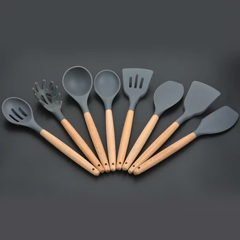 

8Pcs/sets Silicone Truner Spoon Kit Kitchen Cooking Tools Kitchenware Dinnerware Tableware Drinking Gear Stuff Product Non-stick