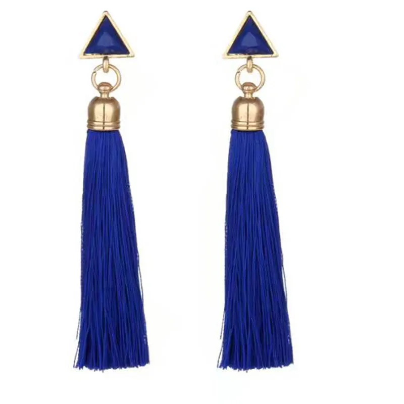 

Dayoff Bohemia Handmade Earing Geometric Long Tassels Earings Women Jewelry Triangle Stud Earrings Earstuds pendientes largos