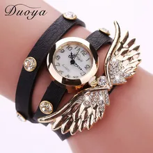 Relogio новые модные женские туфли часы-браслет Кварцевые часы наручные часы Женское платье кожа Повседневное крылья браслет часы# D