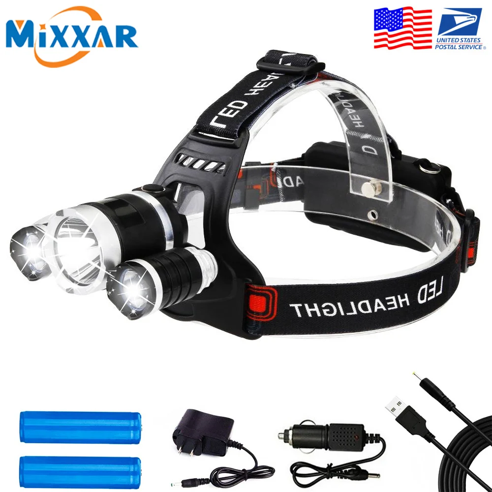 

Dropshipping LED Headlamp 13000LM Rechargeable 18650 Headlight Hard Hat Light for Camping Running Hiking USA Stock