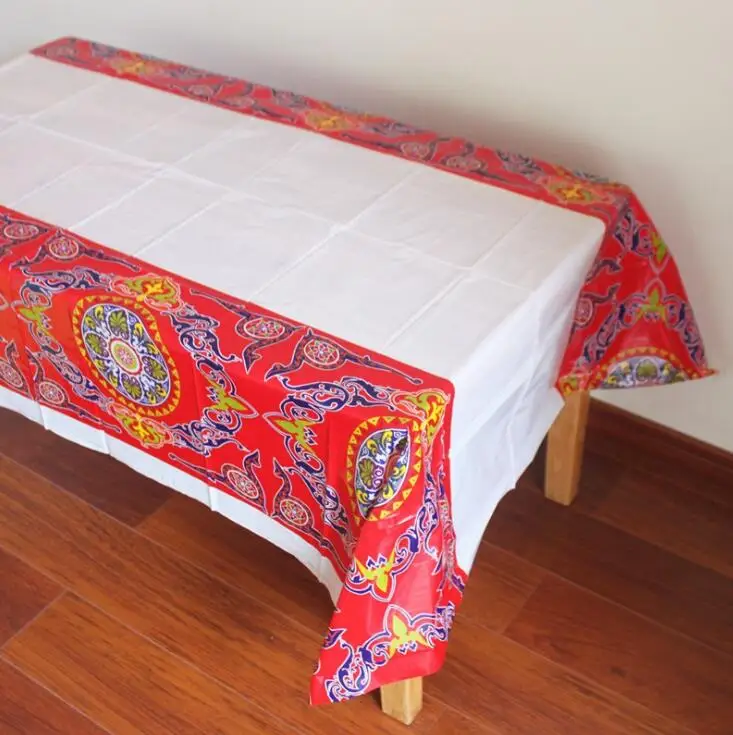 1pcs108 180cm Disposable Plastic Tablecloth Eid Al Fitr Ramadan