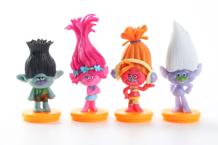 

Promotion Trolls Movie 4Pcs/Set 7cm Dreamworks Figure Collectible Doll Poppy Branch Biggie PVC Troll Action Figures Doll Kid Toy